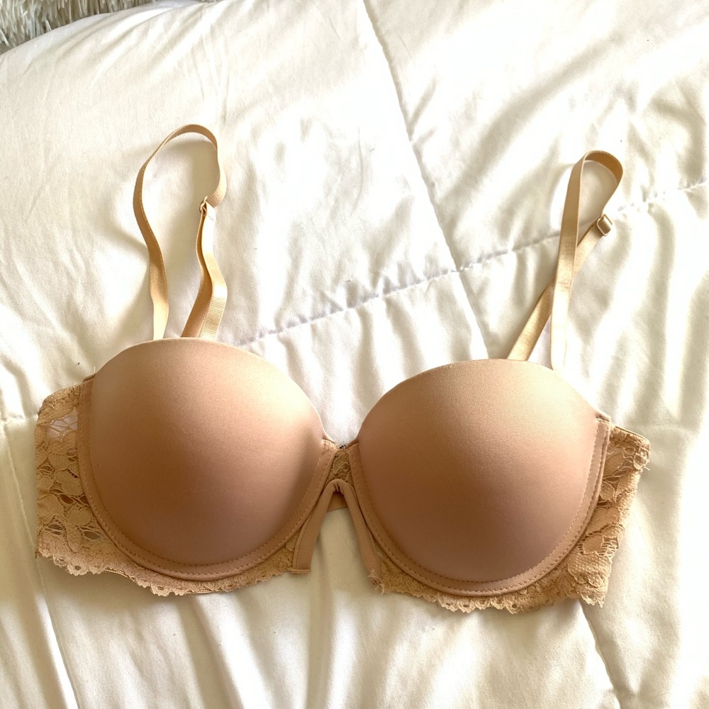34 b padded nude bra w/ removable straps